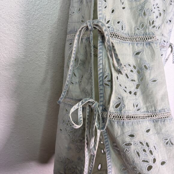 Free People Day Break Pants Womens Small Boho Embroidered Eyelet We The Free NEW - Picture 8 of 13